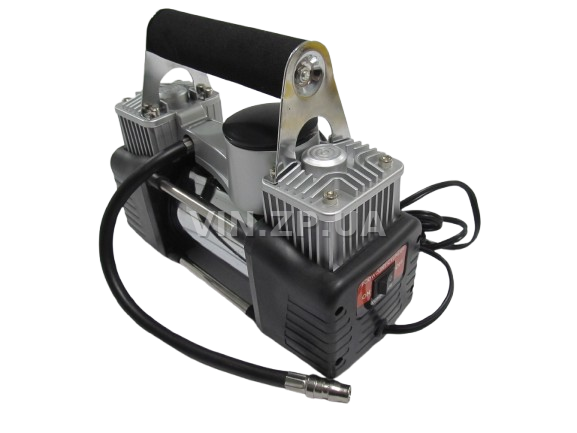 Компрессор автомобильный ELEGANT 300 Вт, 2-поршня ,10 Атм, 90 л/мин, зажимы на АКБ, спиральный.шланг до 7.5м, провод 3м 4