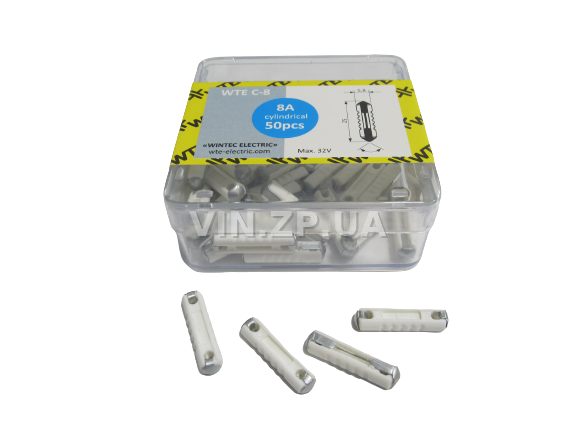 Предохранители 8 Амп WTE цилиндрические, пластик, комплект 50 шт 1