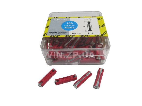 Предохранители 16 Амп WTE цилиндрические, пластик, комплект 50 шт 1
