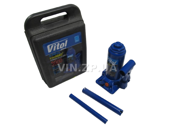 Домкрат гидравлический 3 т VITOL бутылочный, 181-345мм, в кейсе (61410)