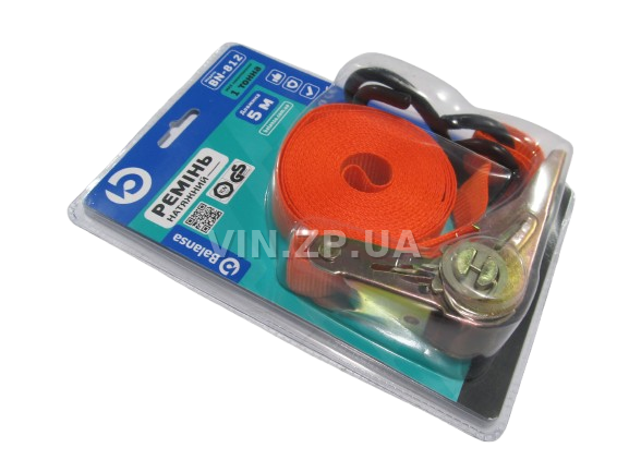 Трос ремень стяжной груза BALANSA 1.0 т, 5 м х 25 мм, с храповим механизмом 2