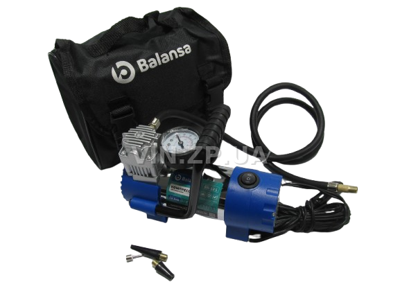 Компрессор автомобильный BALANSA 150 Вт, 10 Атм, 35 л/мин, в прикуриватель, с фонарём, шланг 1м , провод 3м 1