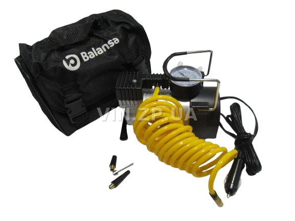 Компрессор автомобильный BALANSA 150 Вт, 10 Атм, 35 л/мин, в прикуриватель, спиральный шланг до 3м , провод 3м 1
