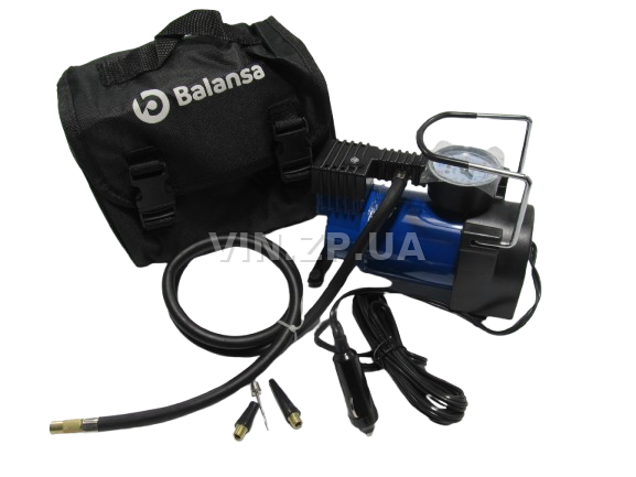Компрессор автомобильный BALANSA ЛЮКС 150 Вт, 10 Атм, 35 л/мин, в прикуриватель, шланг 1м , провод 3м 1