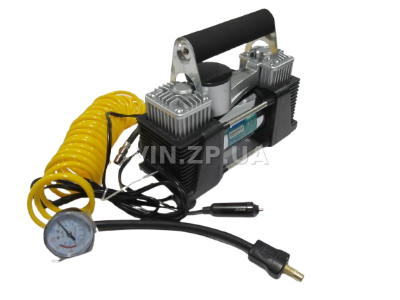 Компрессор автомобильный BALANSA 200 Вт, 2-поршня ,10 Атм, 60 л/мин, в прикуриватель, съёмный спиральный.шланг до 5 м, провод 3м 4