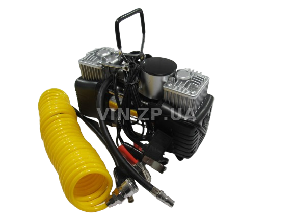 Компрессор автомобильный BALANSA 200 Вт, 2-поршня ,10 Атм, 60 л/мин, зажимы на АКБ, съёмный спиральный.шланг до 5 м, провод 3м 2