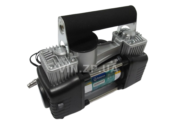 Компрессор автомобильный BALANSA 200 Вт, 2-поршня ,10 Атм, 60 л/мин, зажимы на АКБ, с фонарем,съёмный спиральный.шланг до 5 м, провод 3м 4