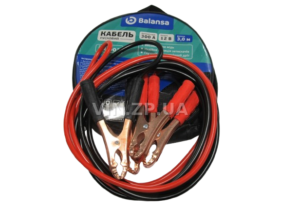 Стартовые провода прикуривания 300A BALANSA 3.0м, комплект 2 шт, сумка 1