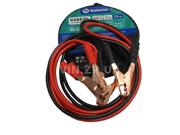 Стартовые провода прикуривания 500A BALANSA 3.5м, комплект 2 шт, сумка 1