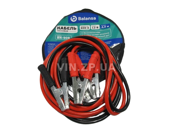 Стартовые провода прикуривания 800A BALANSA 4.0м, комплект 2 шт, сумка 1